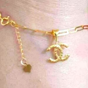 18k Saudi Gold Chain Bracelet with Logo Charm Real Gold Pawnable